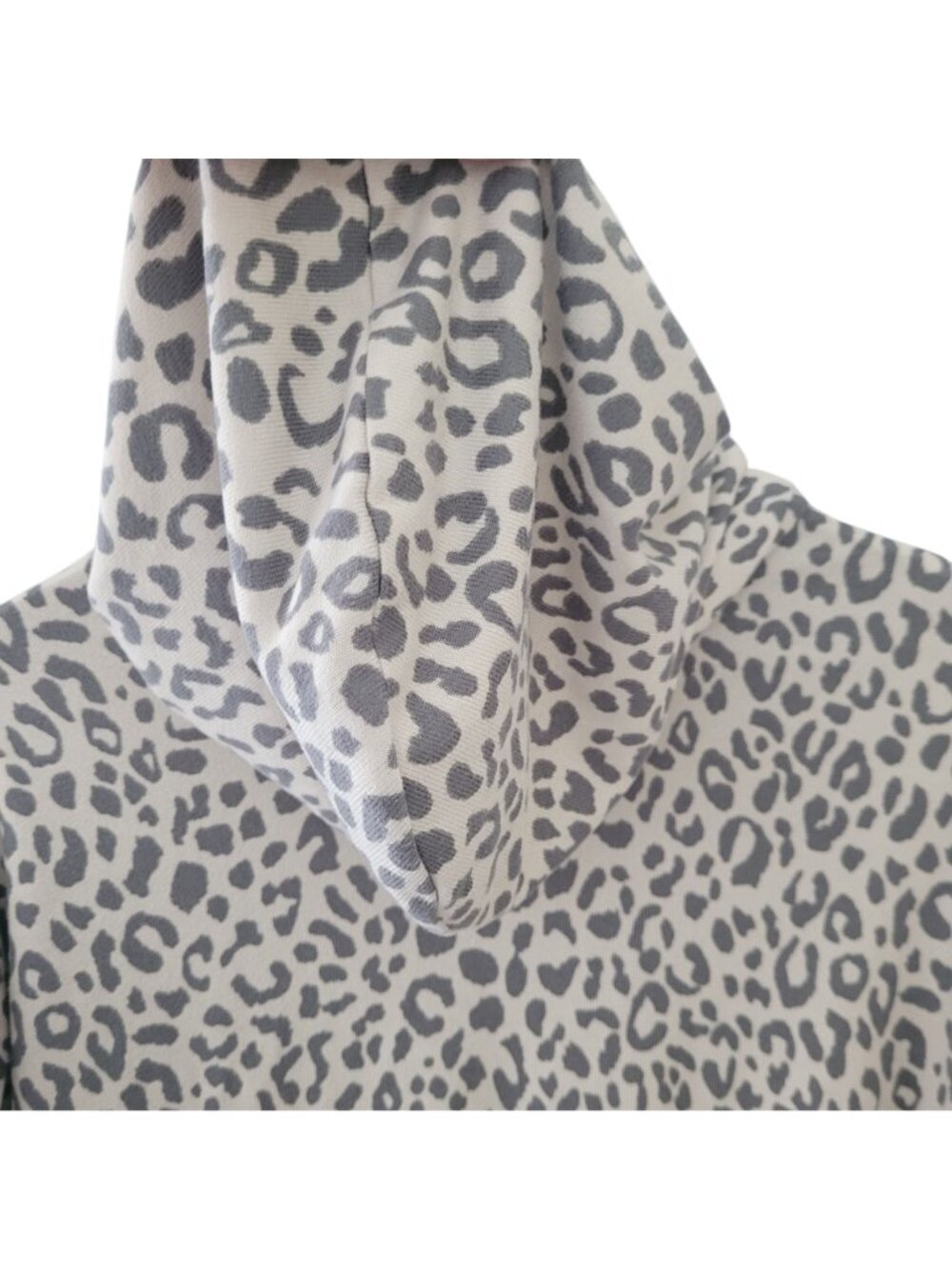 Jenni Intimates Leopard Print Knit Hoodie Womens Size XS Lightweight Soft Cozy - Picture 4 of 8